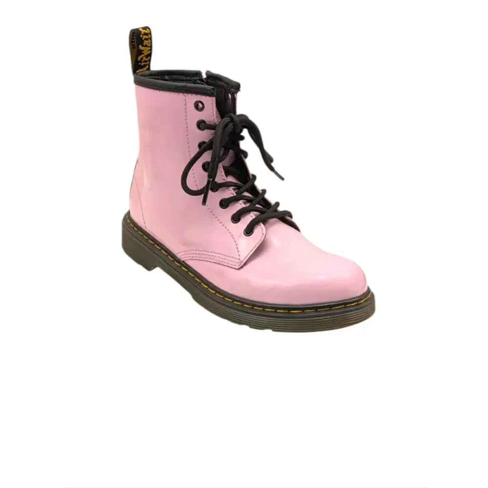 Dr. Martens 1460 8-Eye Patent Boot Pale Pink Kids Youth Side Zip Size 3  S4102